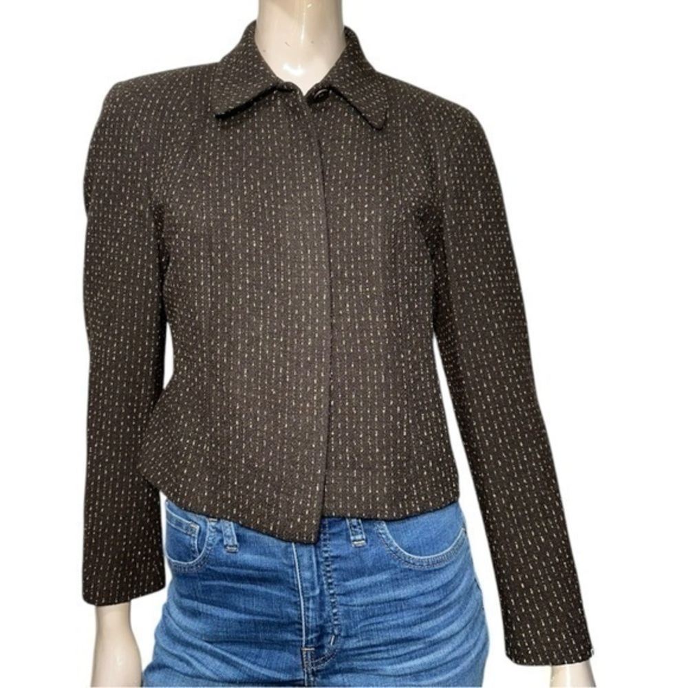 Zanella Vintage Women’s Size 8 Brown Wool Tweed Button Up Blazer Suit Jacket